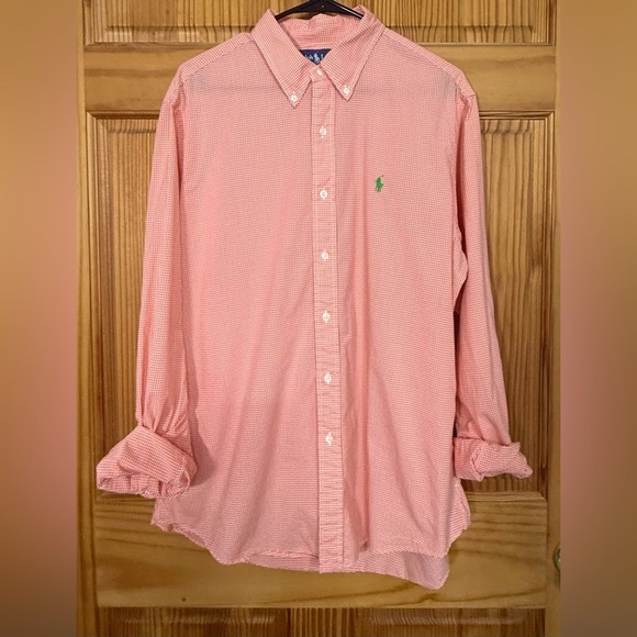 Ralph Lauren Polo orange white green gingham Men’s Button-Down Shirt – Large – - Picture 2 of 6